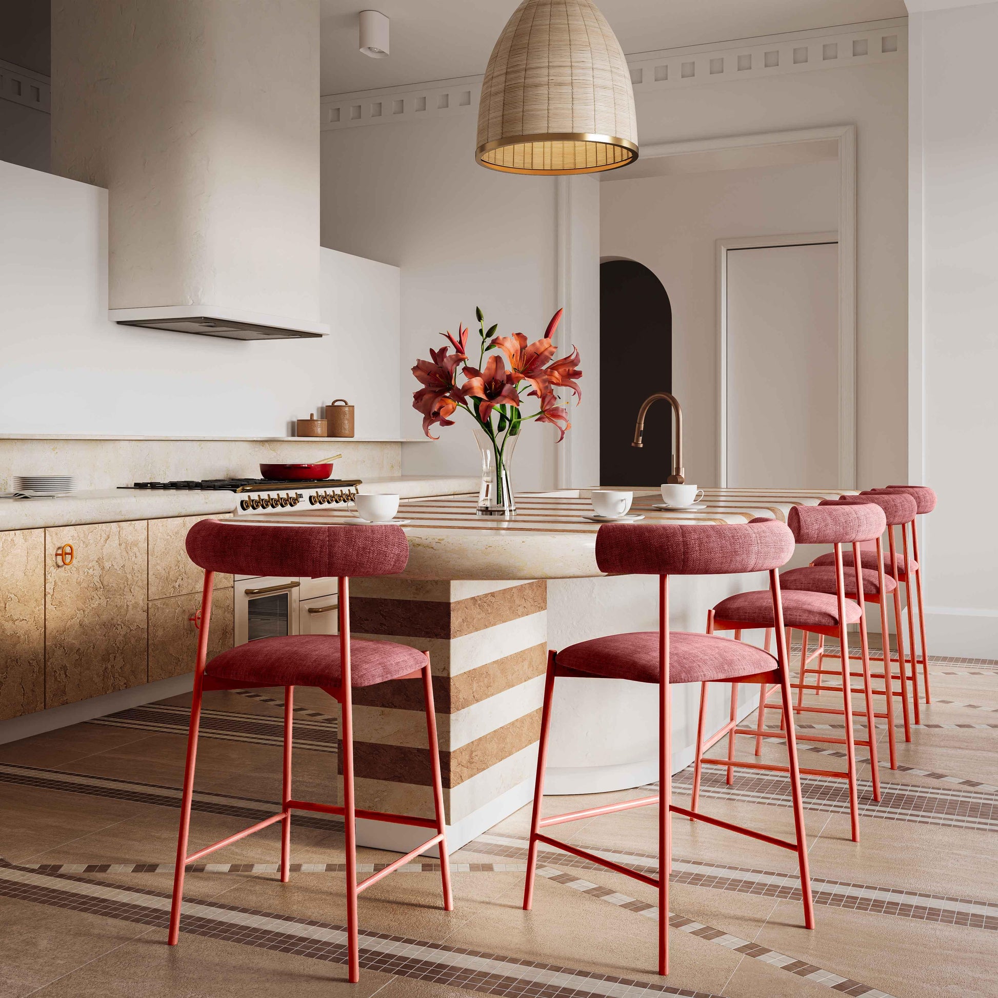 Liliana Performance Velvet Stool by TOV D68770