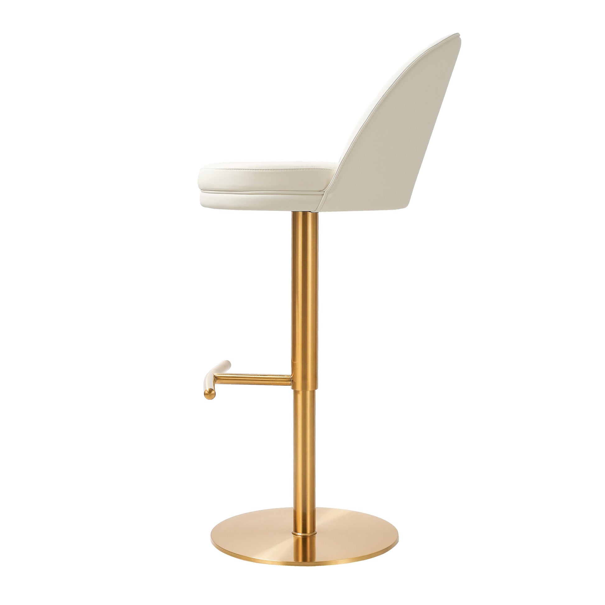 Venus Cream Performance Vegan Leather And Gold Adjustable Swivel Stool by TOV D68827