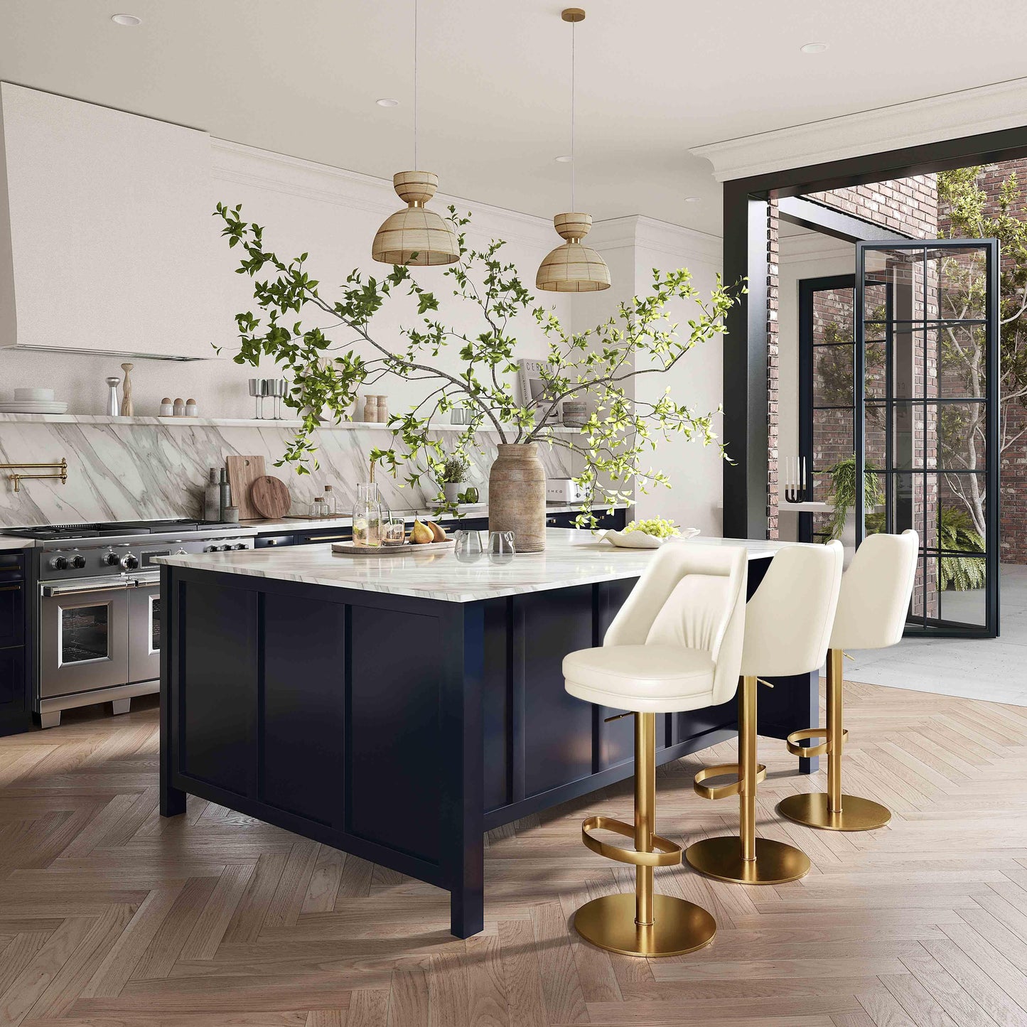 Maven Performance Vegan Leather Adjustable Swivel Stool by TOV D68829