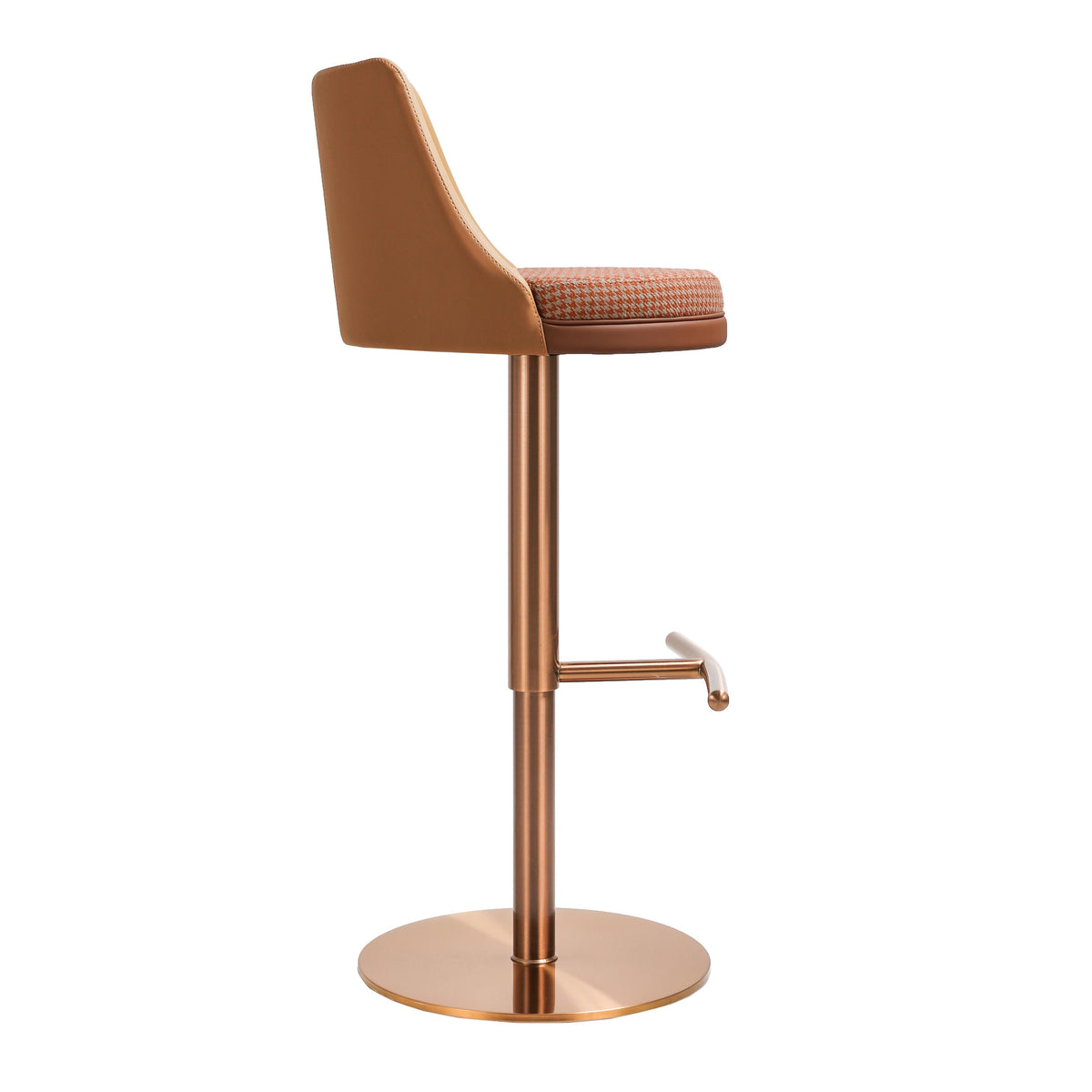 Reagan Cafe Au Lait Performance Vegan Leather and Houndstooth Adjustable Swivel Stool by TOV Furniture – photo 5 of 7