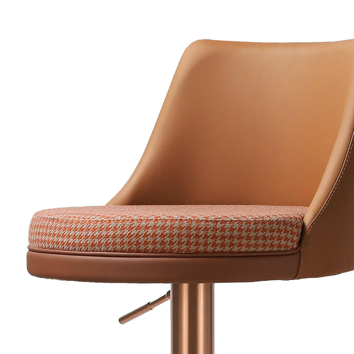 Reagan Cafe Au Lait Performance Vegan Leather and Houndstooth Adjustable Swivel Stool by TOV Furniture – photo 6 of 7