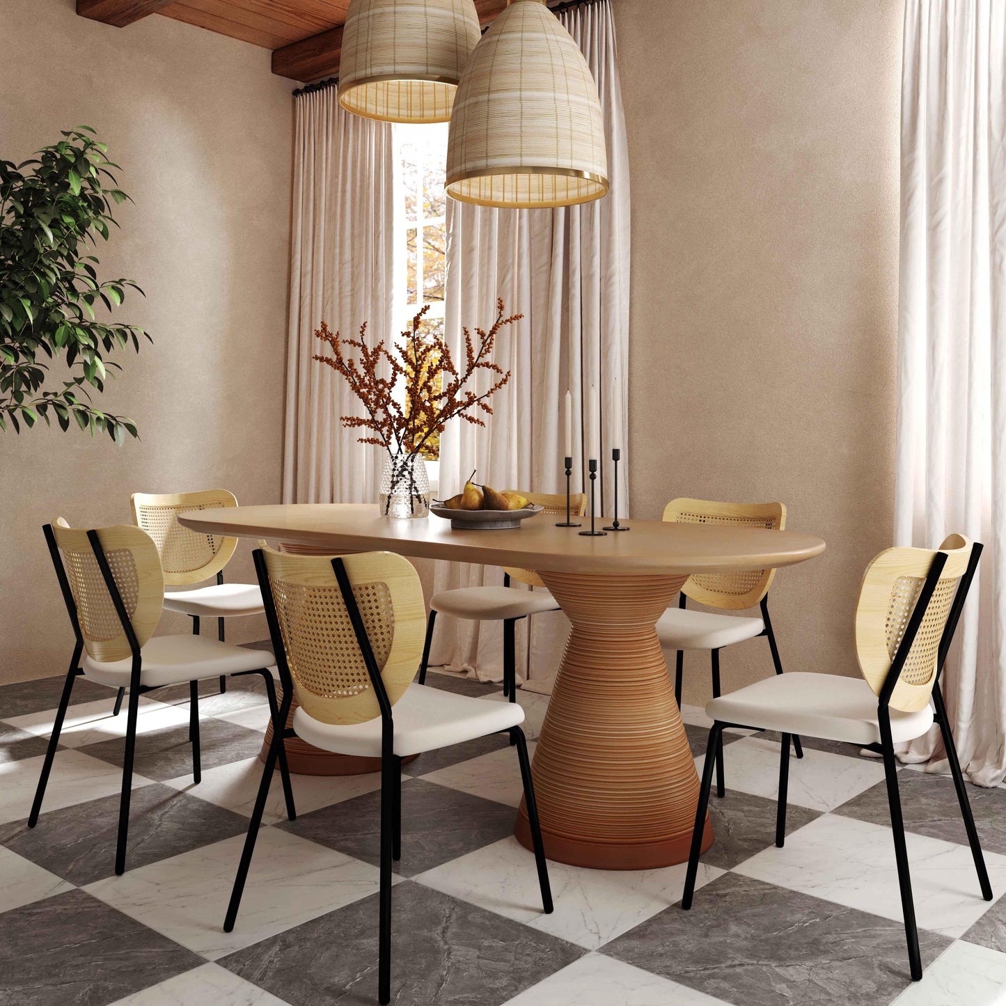 Nessie Natural Rattan Dining Chair - Set of 2 Natural - ON FINAL SALE by Tov Furniture