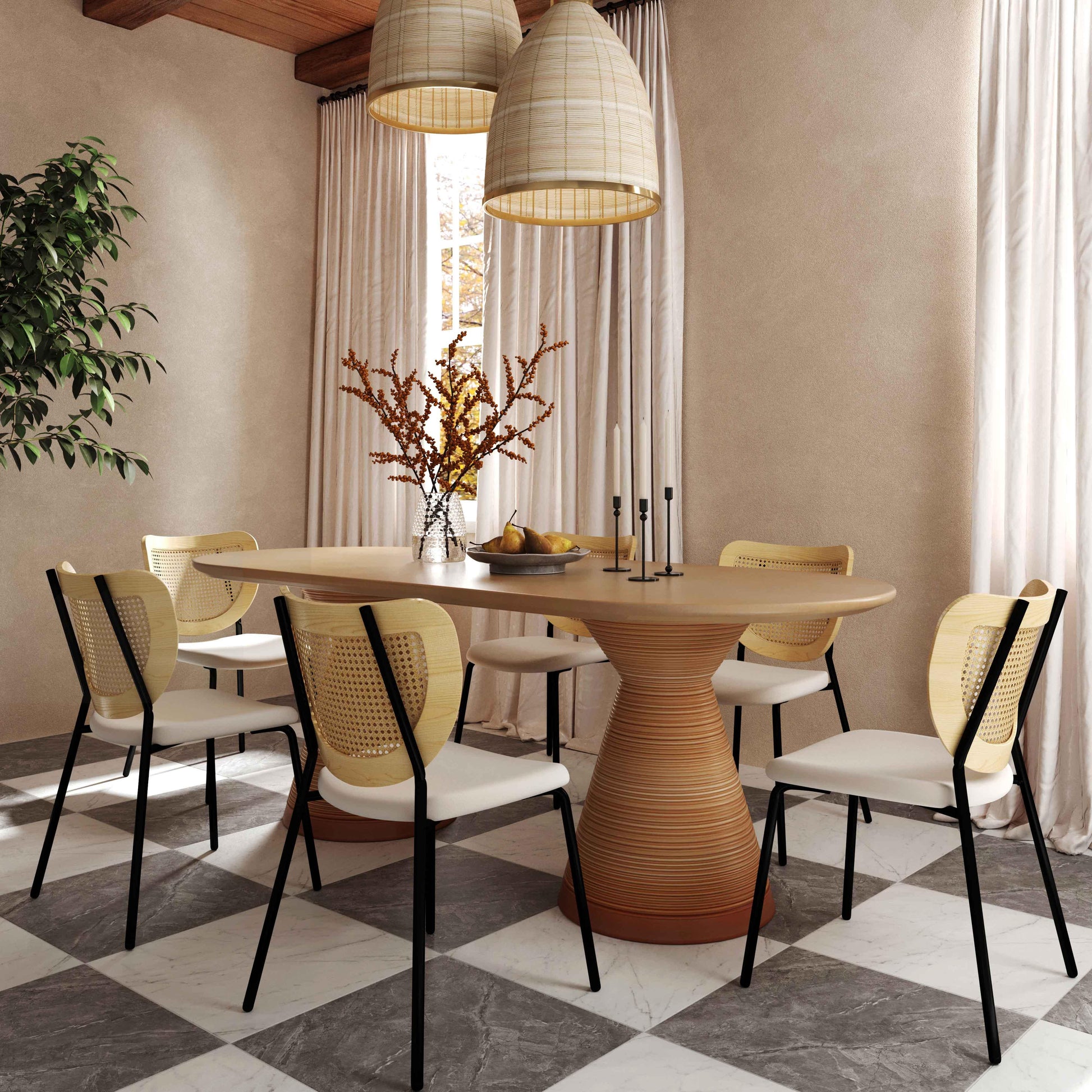Nessie Natural Rattan Dining Chair - Set of 2 Natural - ON FINAL SALE by Tov Furniture