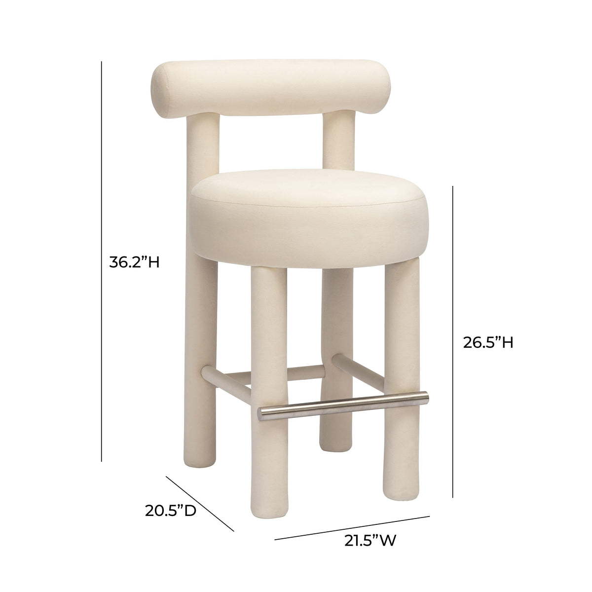 Carmel Cream Performance Velvet Counter Stool by TOV Furniture – photo 6 of 6