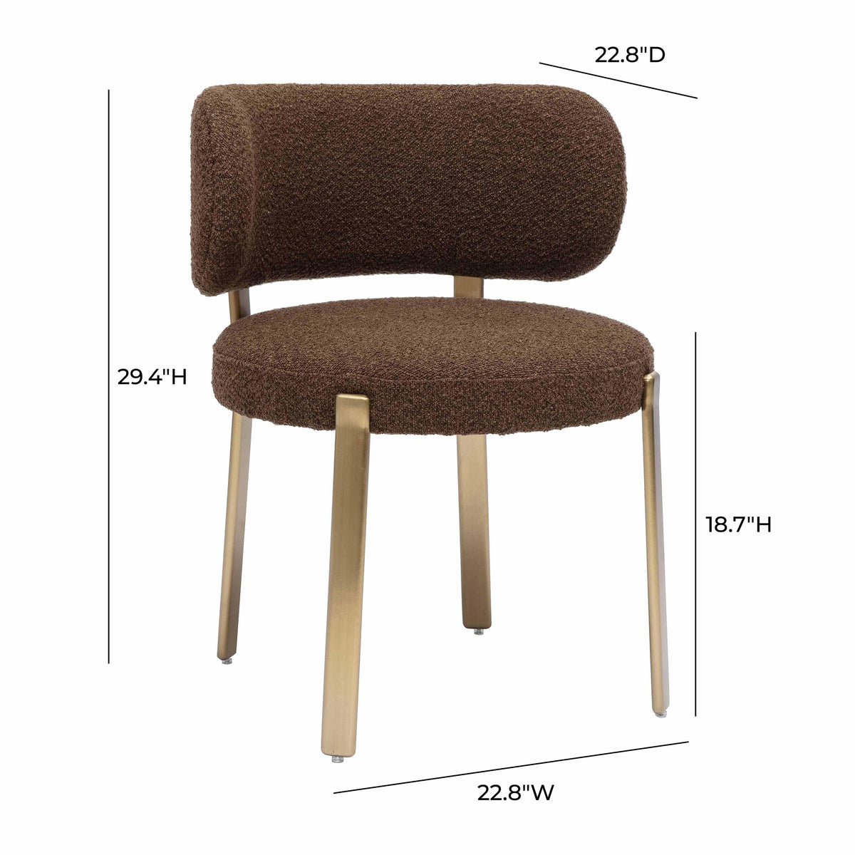 Margaret Chocolate Brown Performance Boucle Dining Chair by TOV Furniture – photo 8 of 8