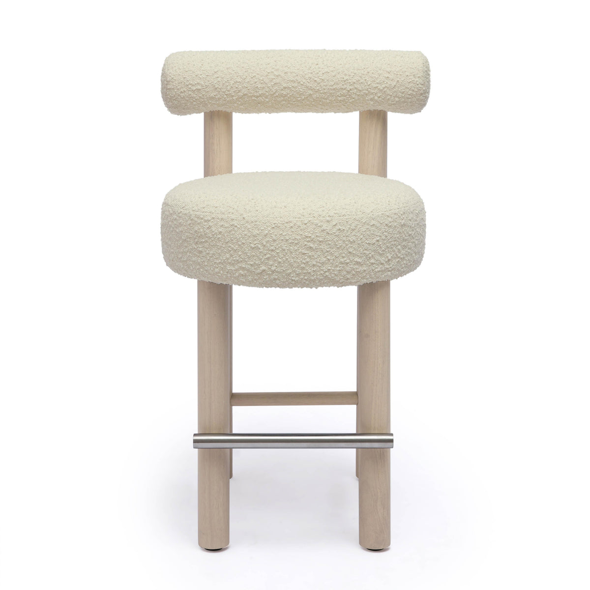 Carmel Cream Performance Boucle and Solid Wood Counter Stool by TOV Furniture – photo 3 of 7