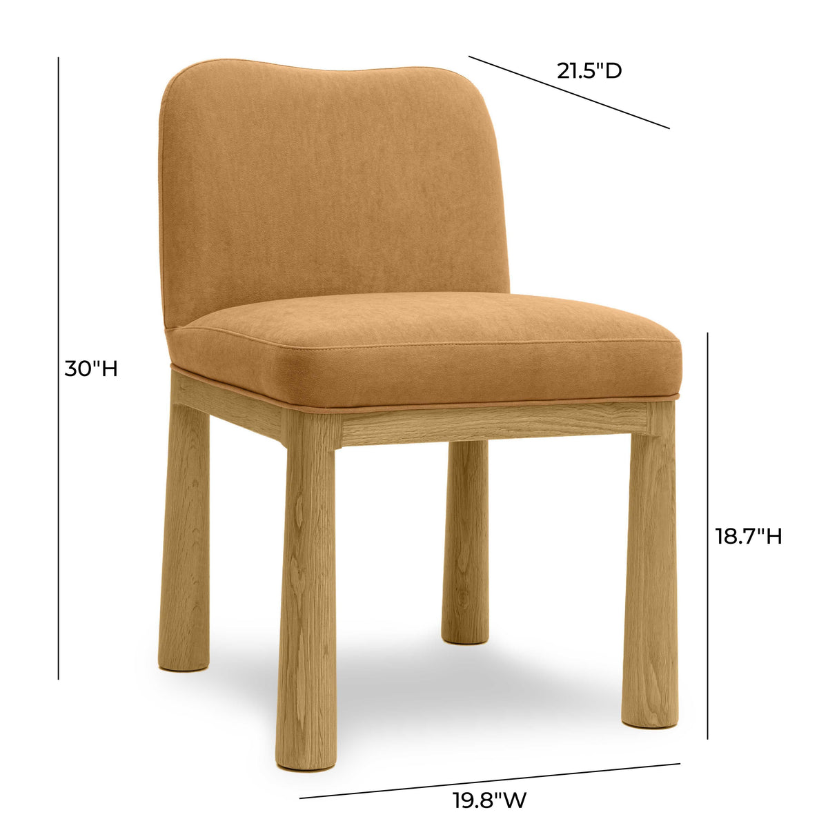 Tiara Cognac Performance Velvet Oak Dining Chair by TOV Furniture – photo 6 of 7