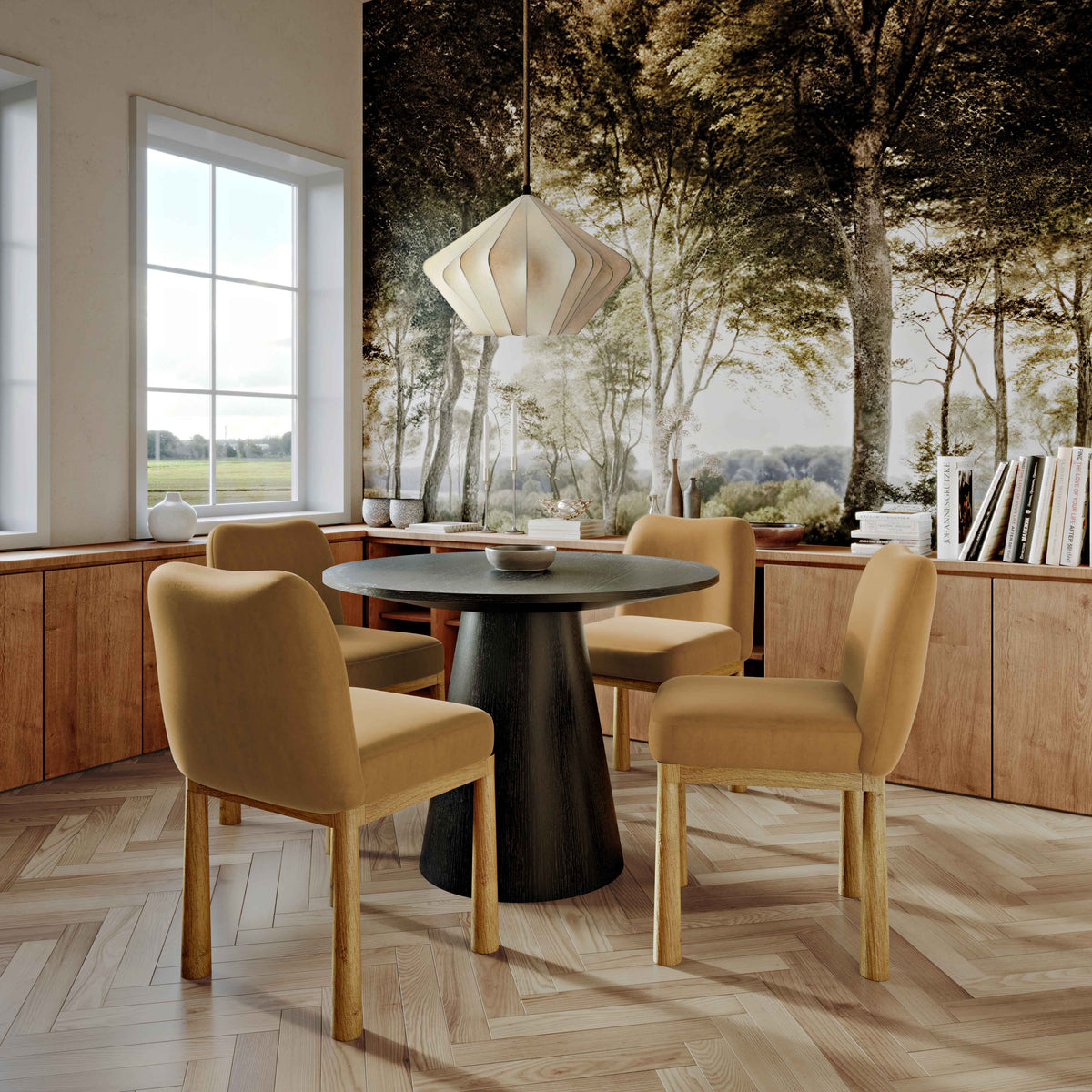 Tiara Cognac Performance Velvet Oak Dining Chair by TOV Furniture – photo 2 of 7