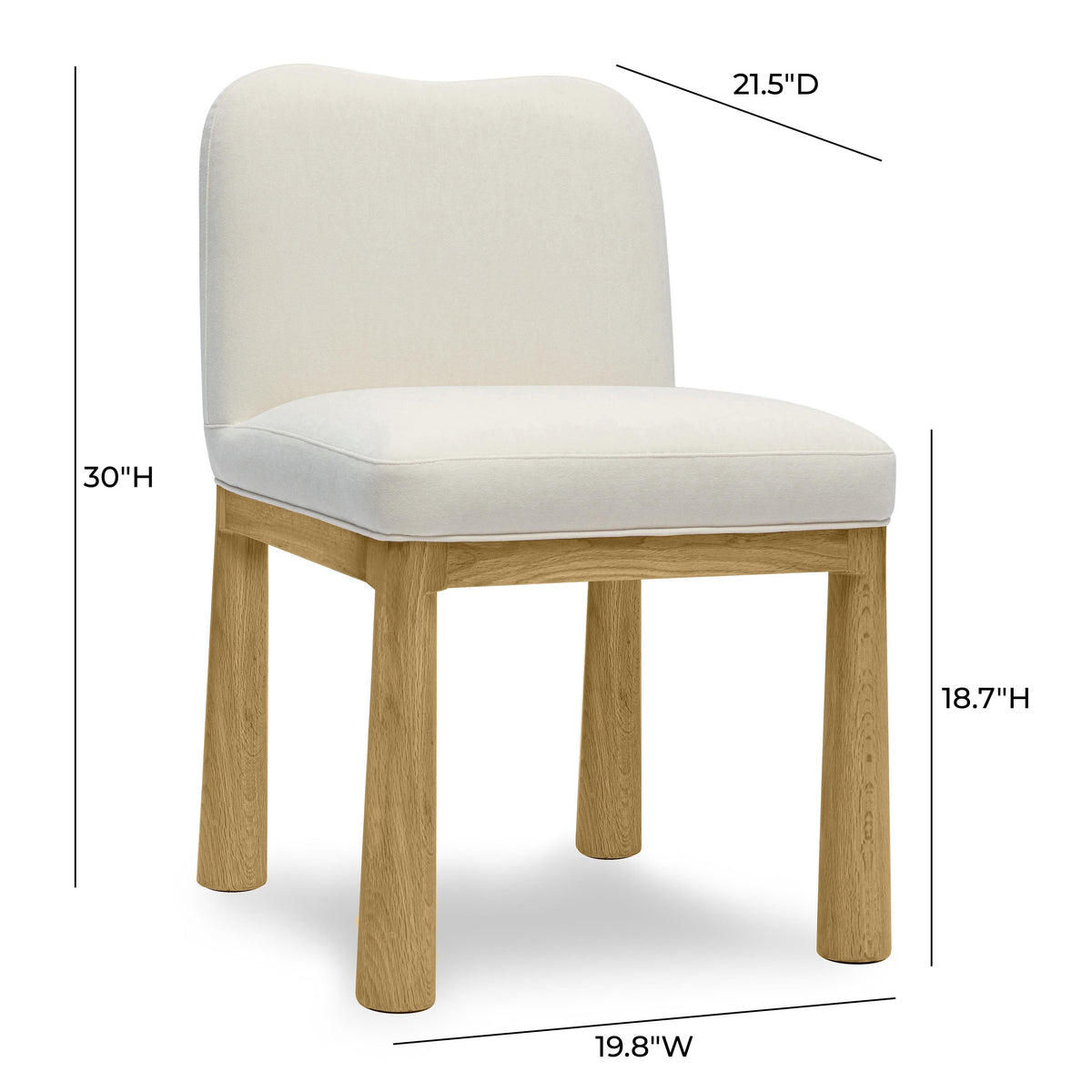 Tiara Cream Performance Velvet Oak Dining Chair by TOV Furniture – photo 6 of 7