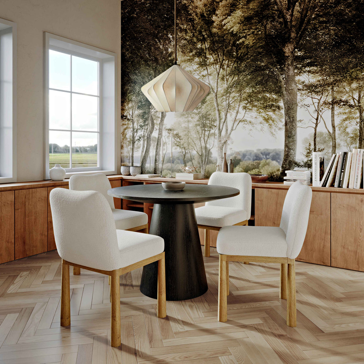 Tiara Cream Performance Velvet Oak Dining Chair by TOV Furniture – photo 2 of 7