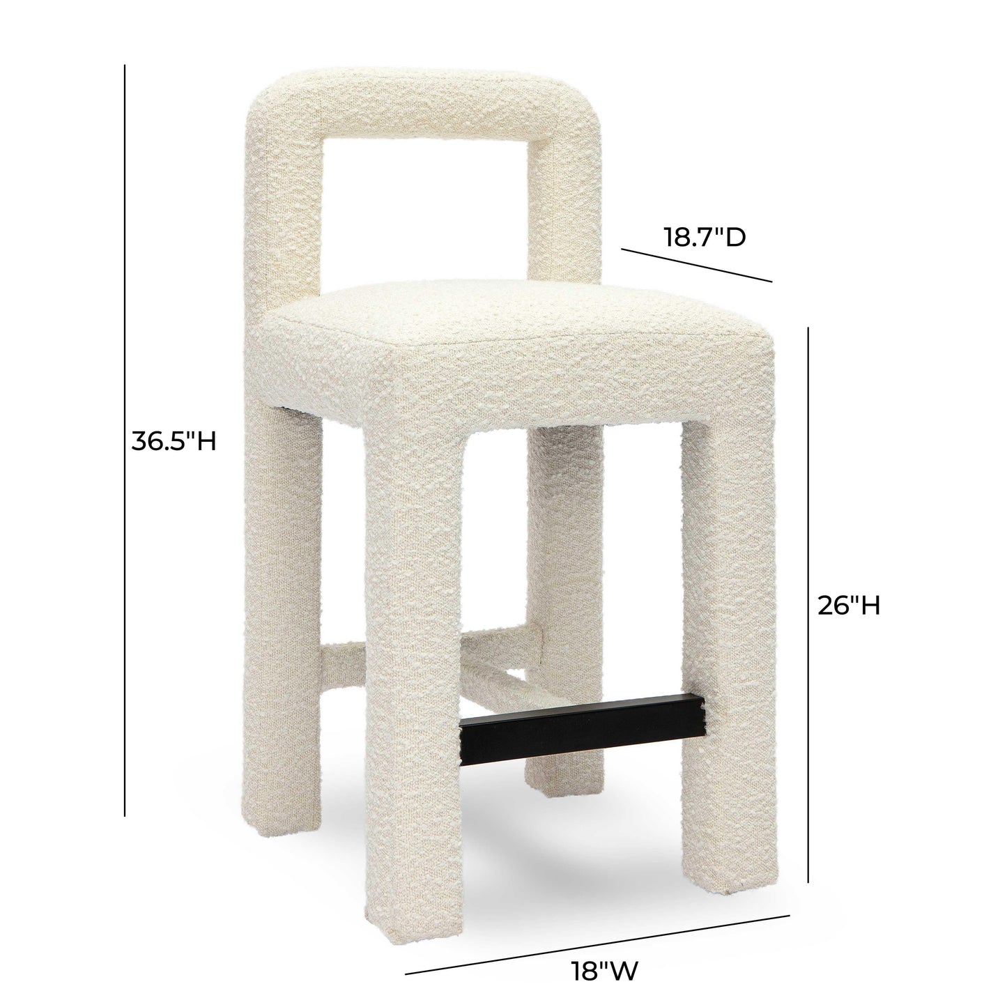 Hazel Performance Boucle Counter Stool Cream by Tov Furniture