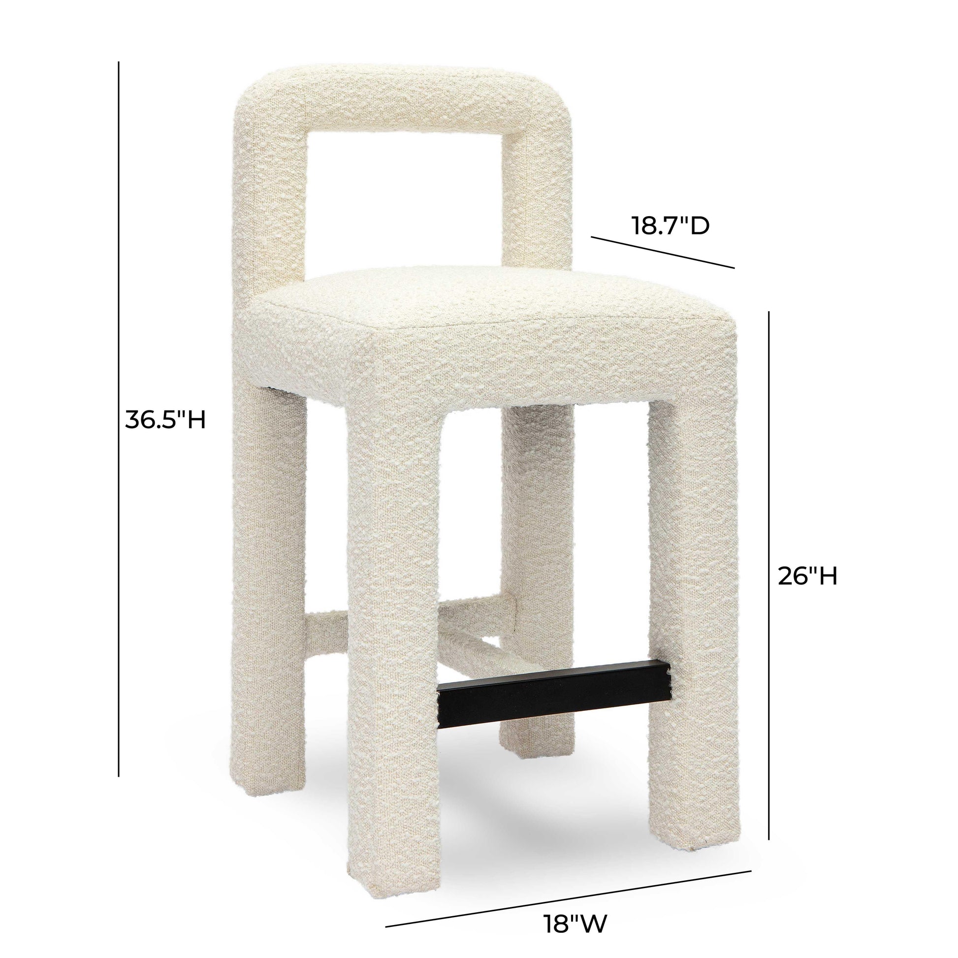 Hazel Performance Boucle Counter Stool Cream by Tov Furniture