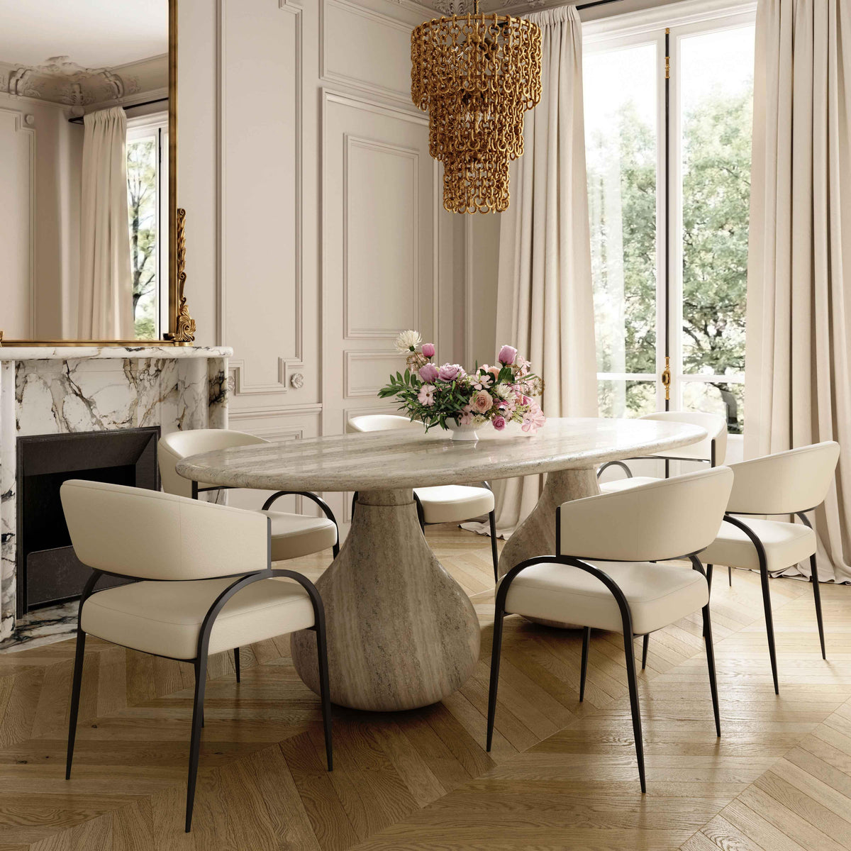 Tatum Cream Performance Vegan Leather Dining Chair by TOV Furniture – photo 2 of 7