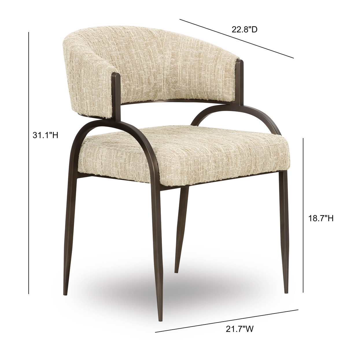 Tatum Taupe Textured Performance Boucle Dining Chair by TOV Furniture – photo 6 of 7