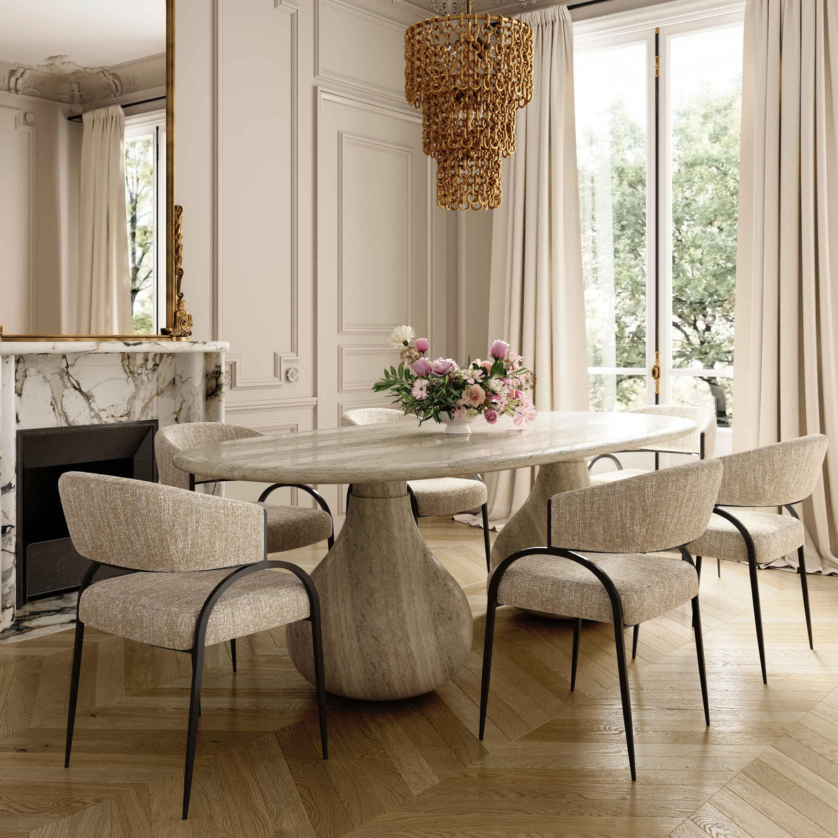 Tatum Taupe Textured Performance Boucle Dining Chair by TOV Furniture – photo 2 of 7