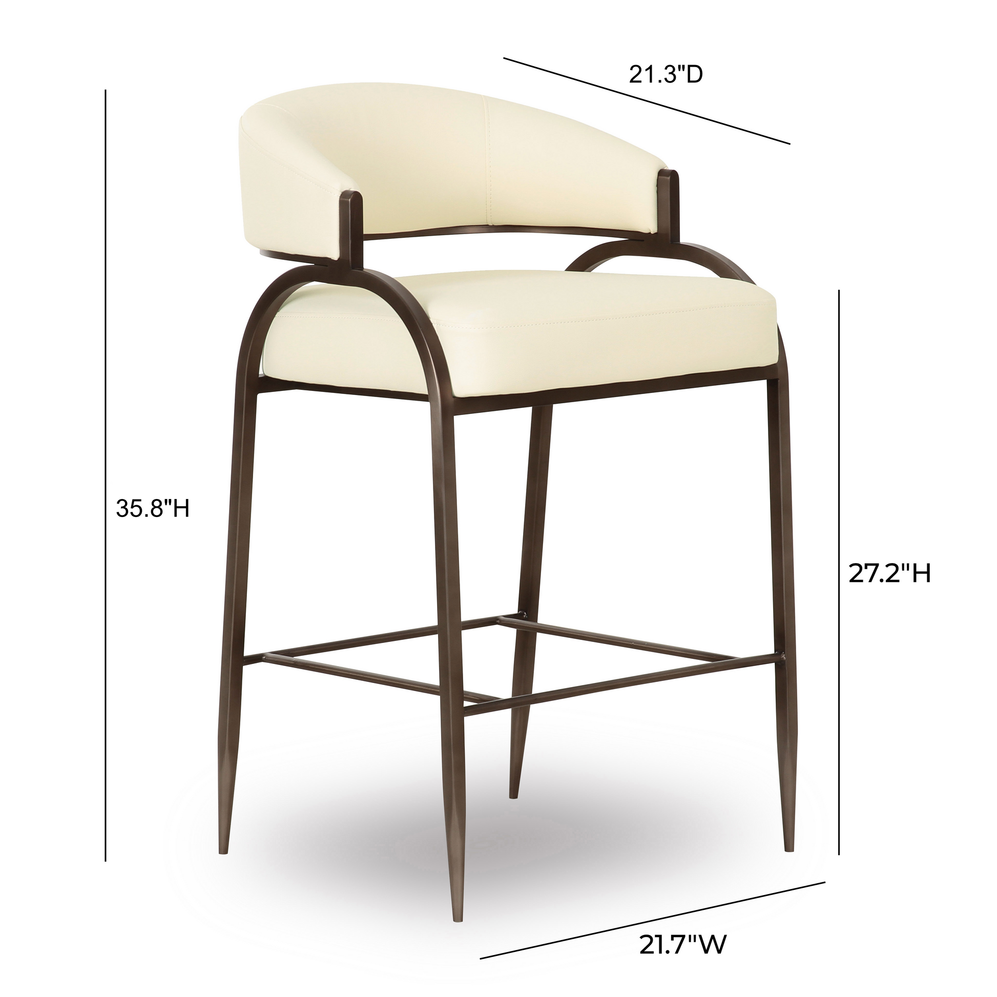 Tatum Performance Vegan Leather Counter Stool Cream by Tov Furniture
