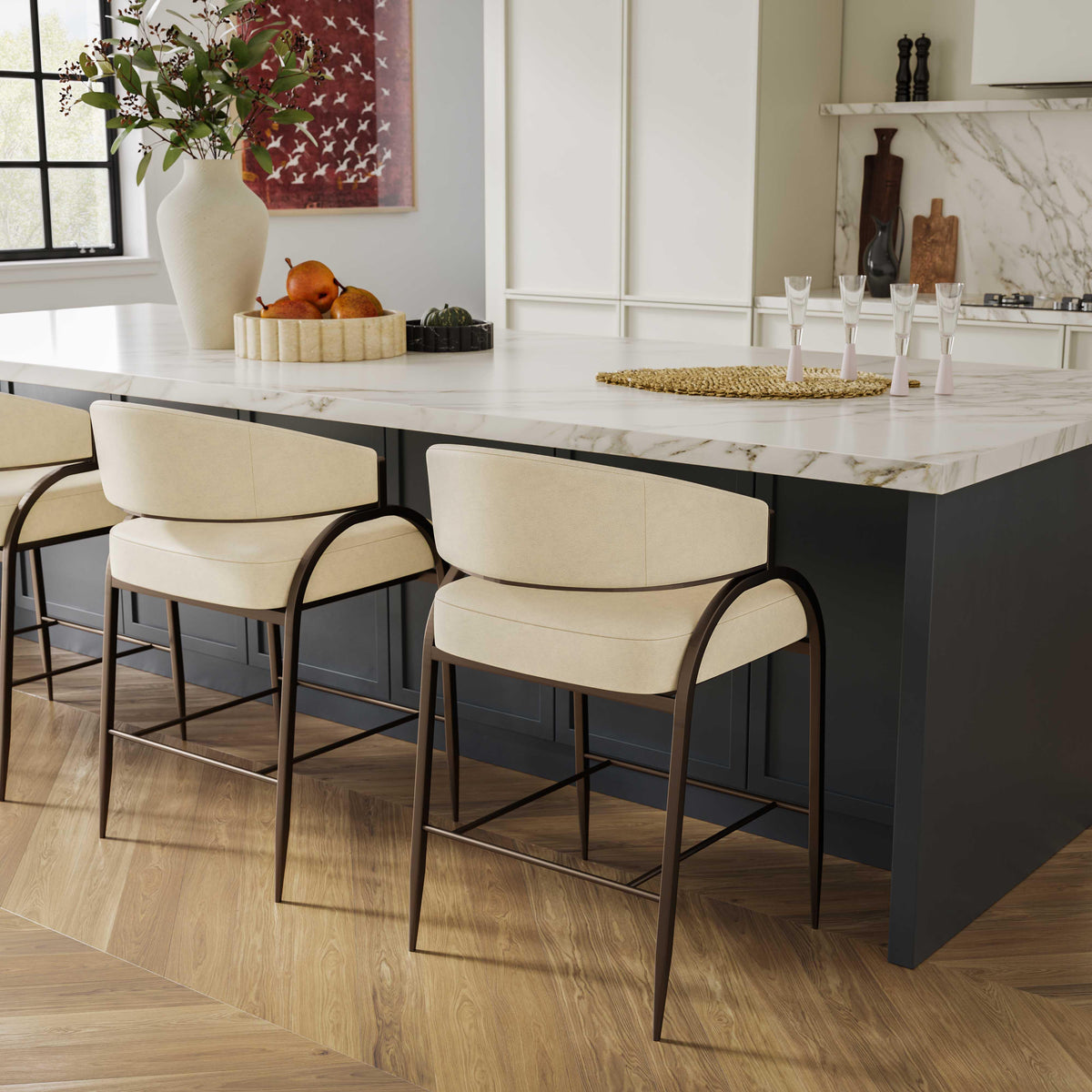 Tatum Cream Performance Vegan Leather Counter Stool by TOV Furniture – photo 2 of 7