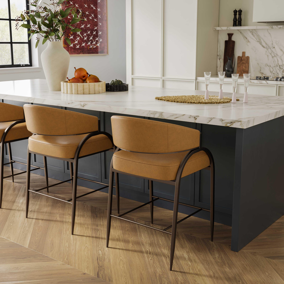 Tatum Tan Performance Vegan Leather Counter Stool by TOV Furniture – photo 2 of 7