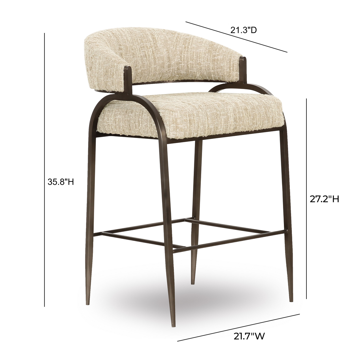 Tatum Taupe Textured Performance Boucle Counter Stool by TOV Furniture – photo 6 of 7