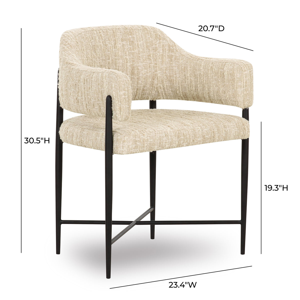 Sezanne Taupe Textured Performance Boucle Dining Chair by TOV Furniture – photo 6 of 7