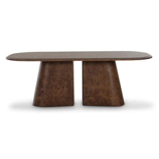 Gladyss 87" Brown Burl Oval Dining Table Brown by Tov Furniture