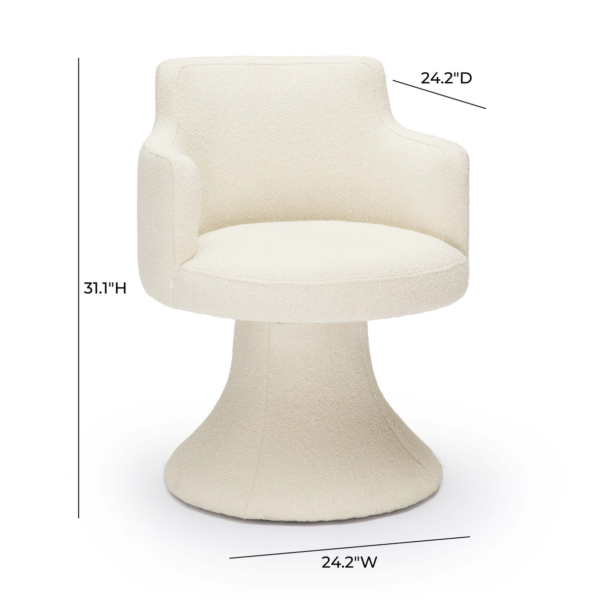 Jeffree Cream Performance Boucle Swivel Dining Chair by TOV Furniture – photo 7 of 7