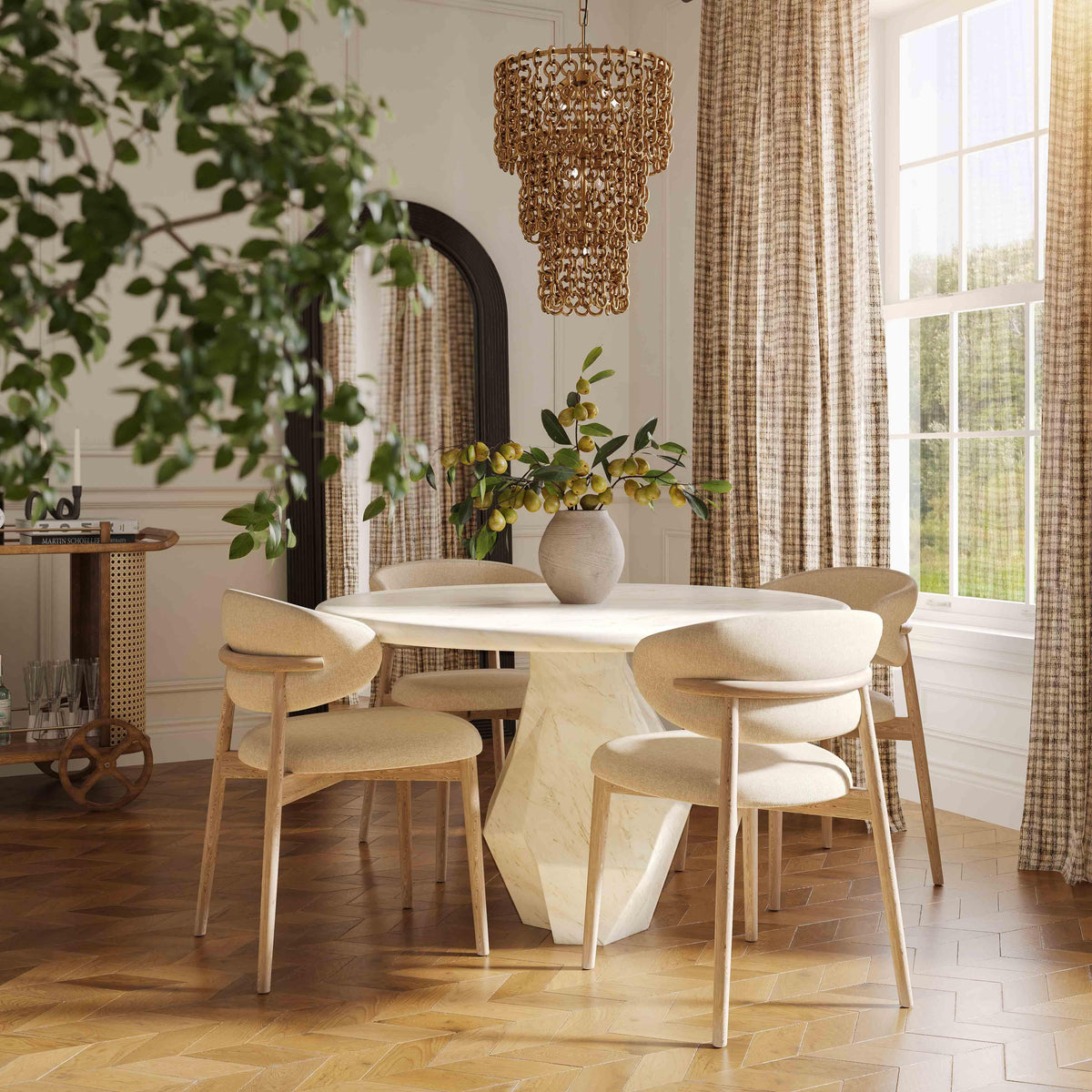 Zinea Cream Performance Textured Velvet Dining Chair by TOV Furniture – photo 2 of 7