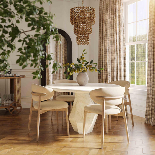 Zinea Cream Performance Textured Velvet Dining Chair by TOV Furniture – photo 2 of 7