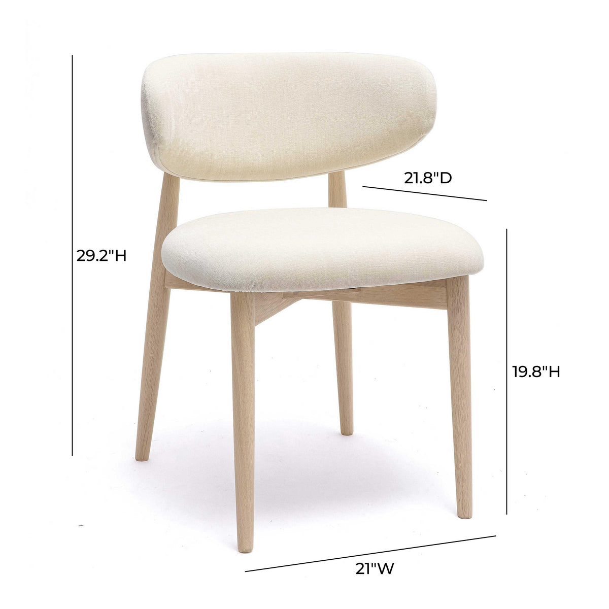Zinea Cream Performance Textured Velvet Dining Chair by TOV Furniture – photo 6 of 7