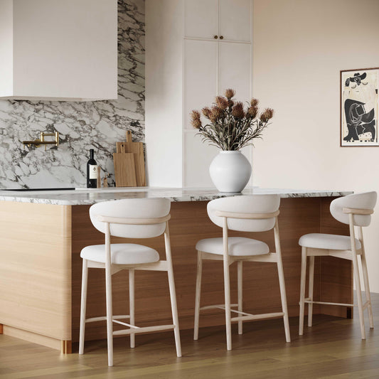 Zinea Cream Performance Textured Velvet Counter Stool by TOV Furniture – photo 2 of 7