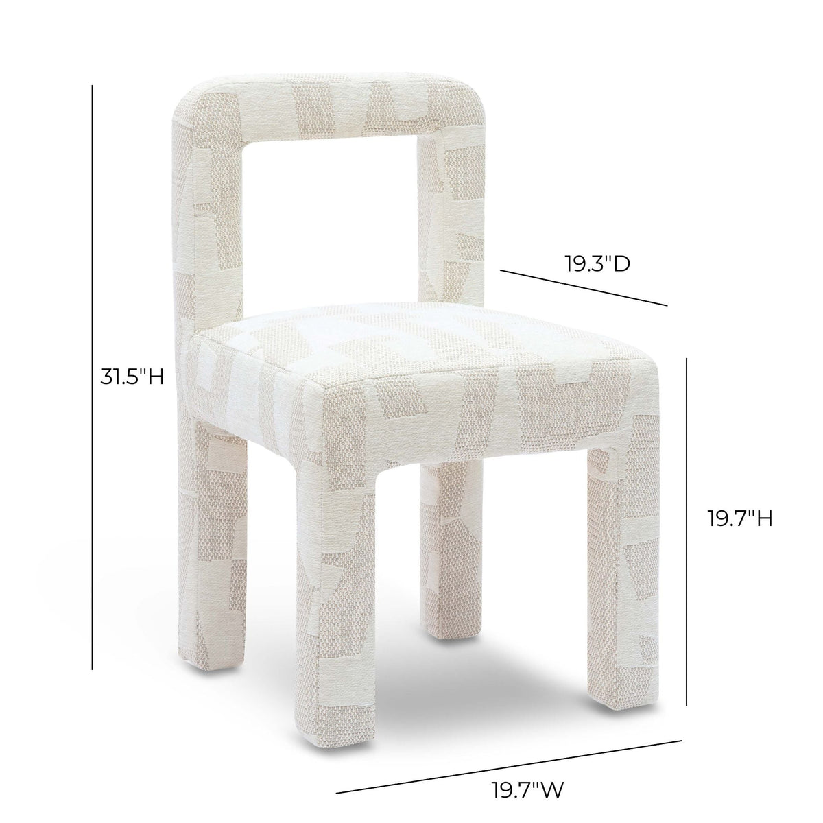 Hazel Cream Patterned Performance Jacquard Dining Chair by TOV Furniture – photo 6 of 7