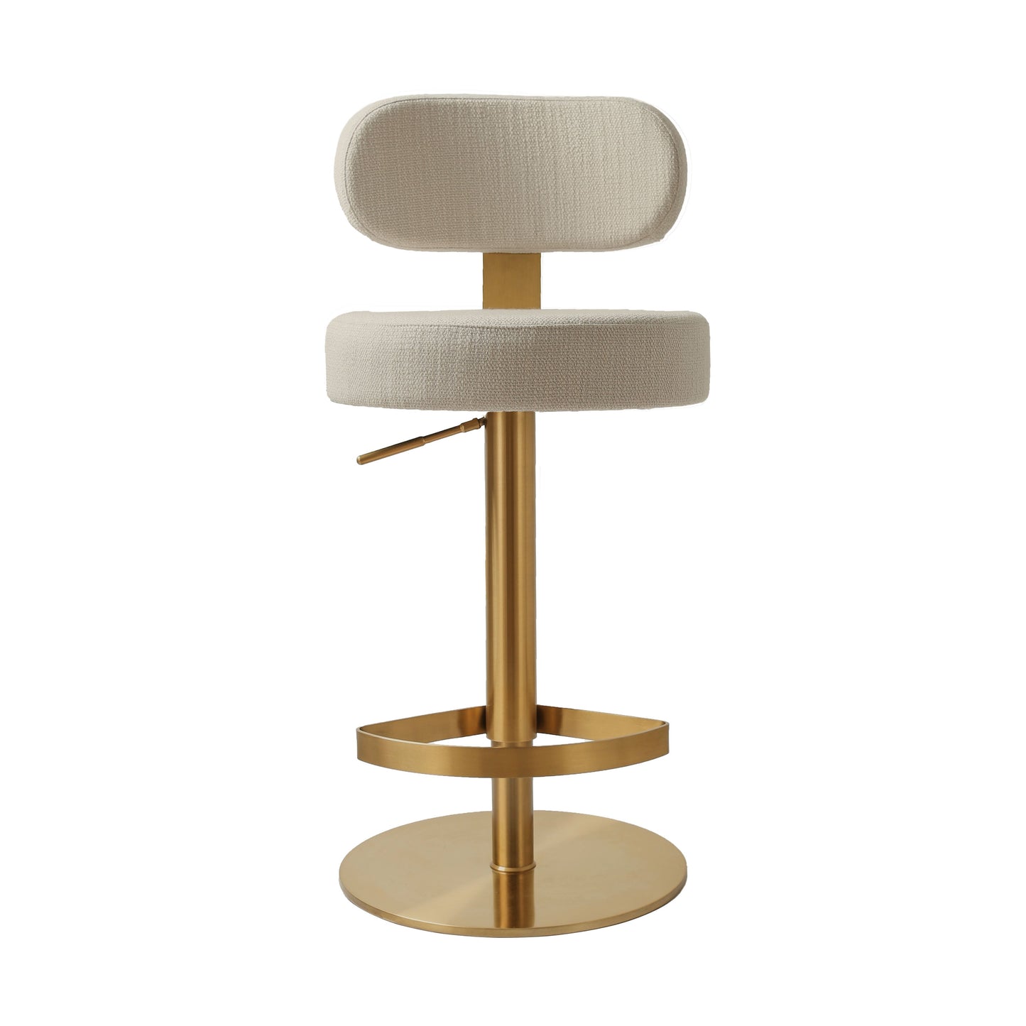 Primrose Cream Textured Performance Fabric Adjustable Stool by TOV D69225