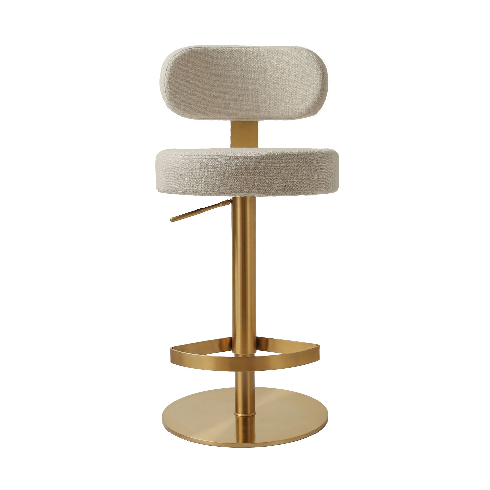 Primrose Cream Textured Performance Fabric Adjustable Stool by TOV D69225