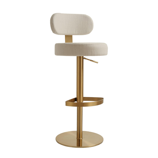 Primrose Cream Textured Performance Fabric Adjustable Stool by TOV D69225