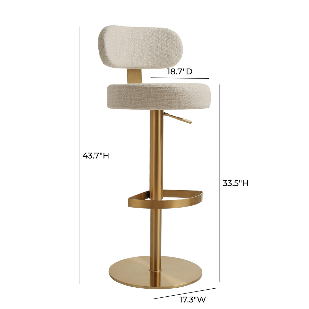 Primrose Cream Textured Performance Fabric Adjustable Stool by TOV Furniture – photo 9 of 10