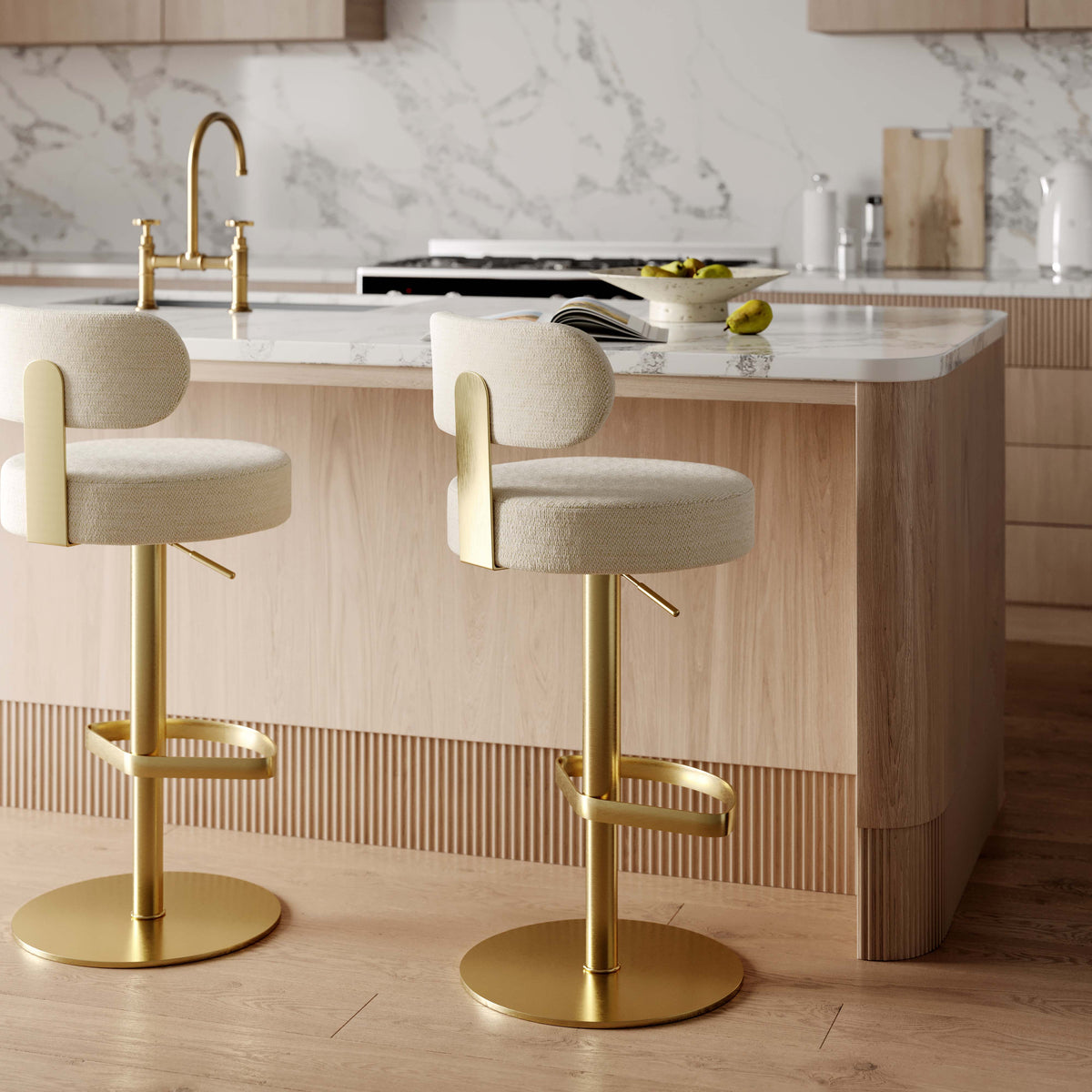 Primrose Cream Textured Performance Fabric Adjustable Stool by TOV Furniture – photo 2 of 10