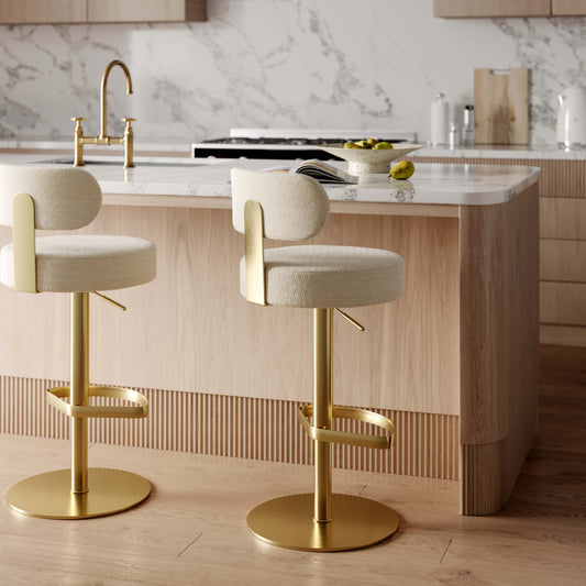 Primrose Cream Textured Performance Fabric Adjustable Stool by TOV Furniture – photo 2 of 10