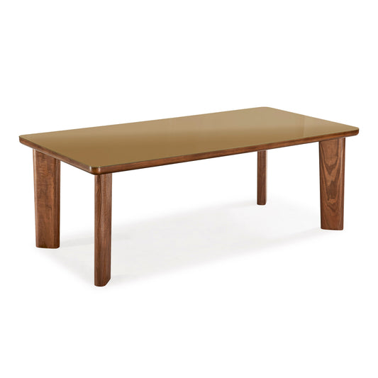 Oani  83" Walnut and Glass Rectangular Dining Table Natural by Tov Furniture