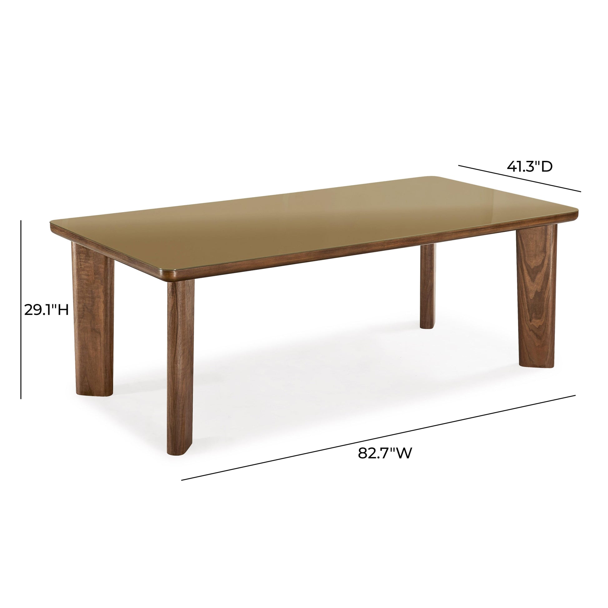 Oani 83 Walnut And Glass Rectangular Dining Table by TOV D69236