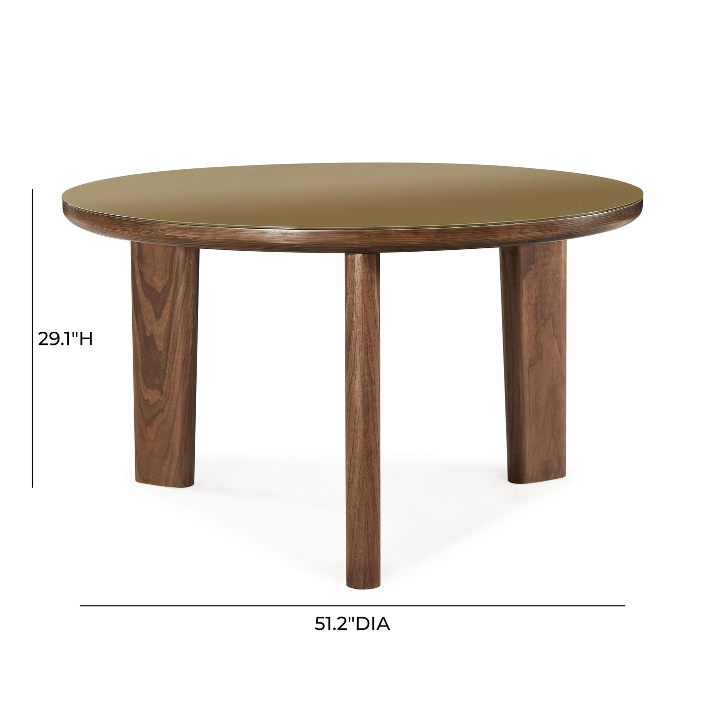 Oani 51 Walnut And Glass Round Dining Table by TOV D69237