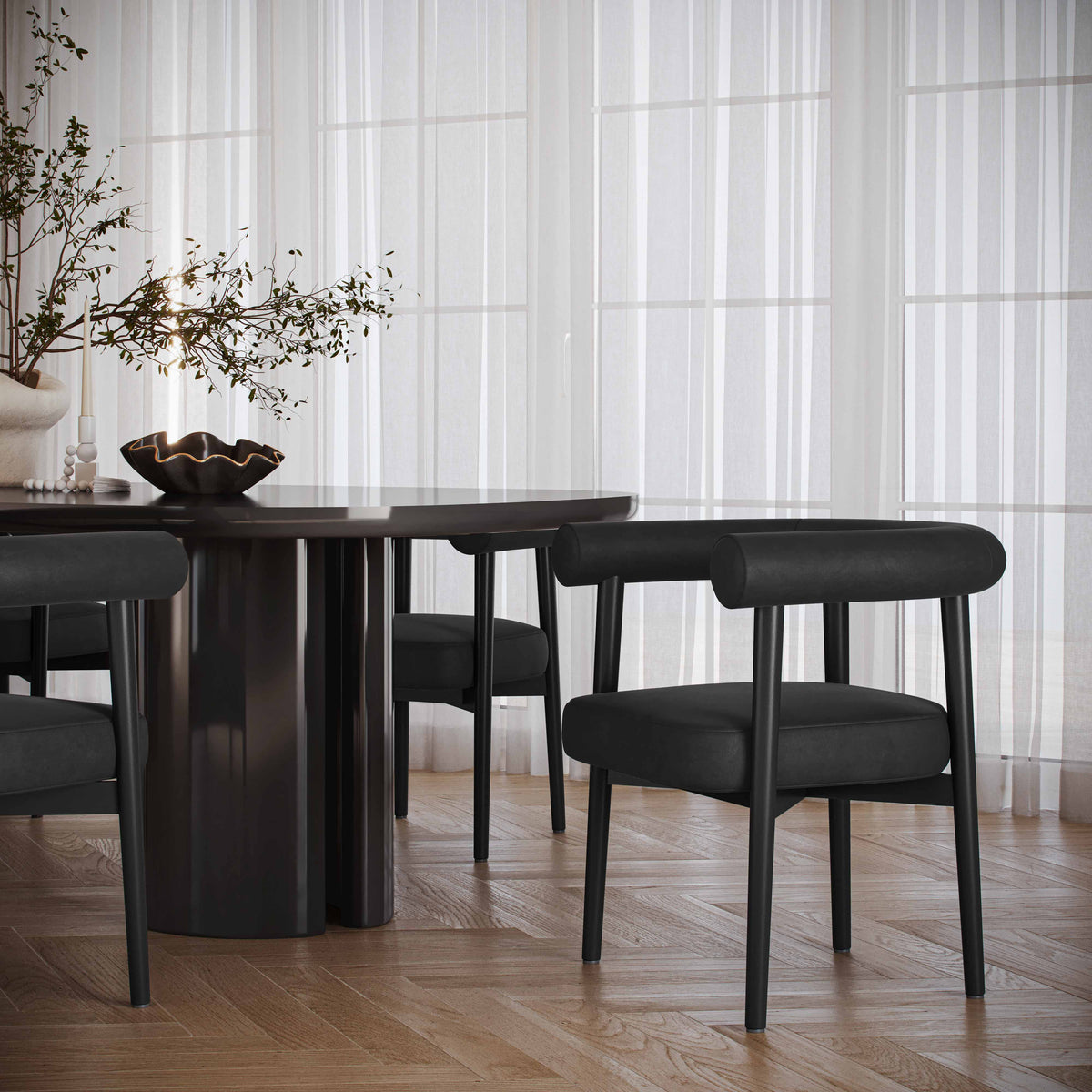 Spara Black Performance Vegan Leather Dining Chair by TOV Furniture – photo 2 of 7