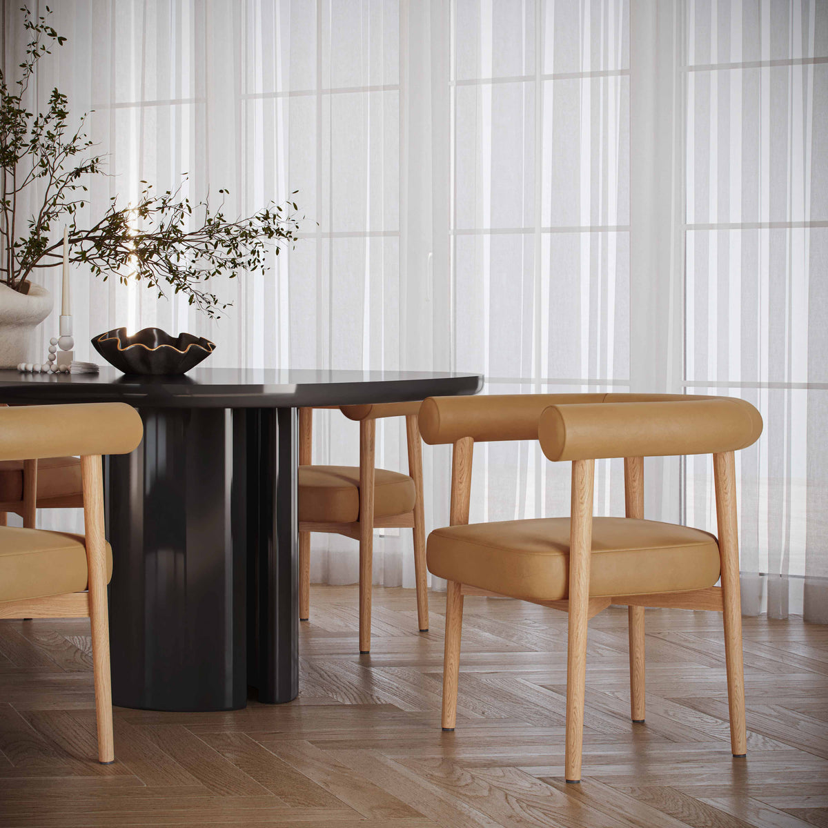 Spara Cognac Performance Vegan Leather Dining Chair by TOV Furniture – photo 2 of 7