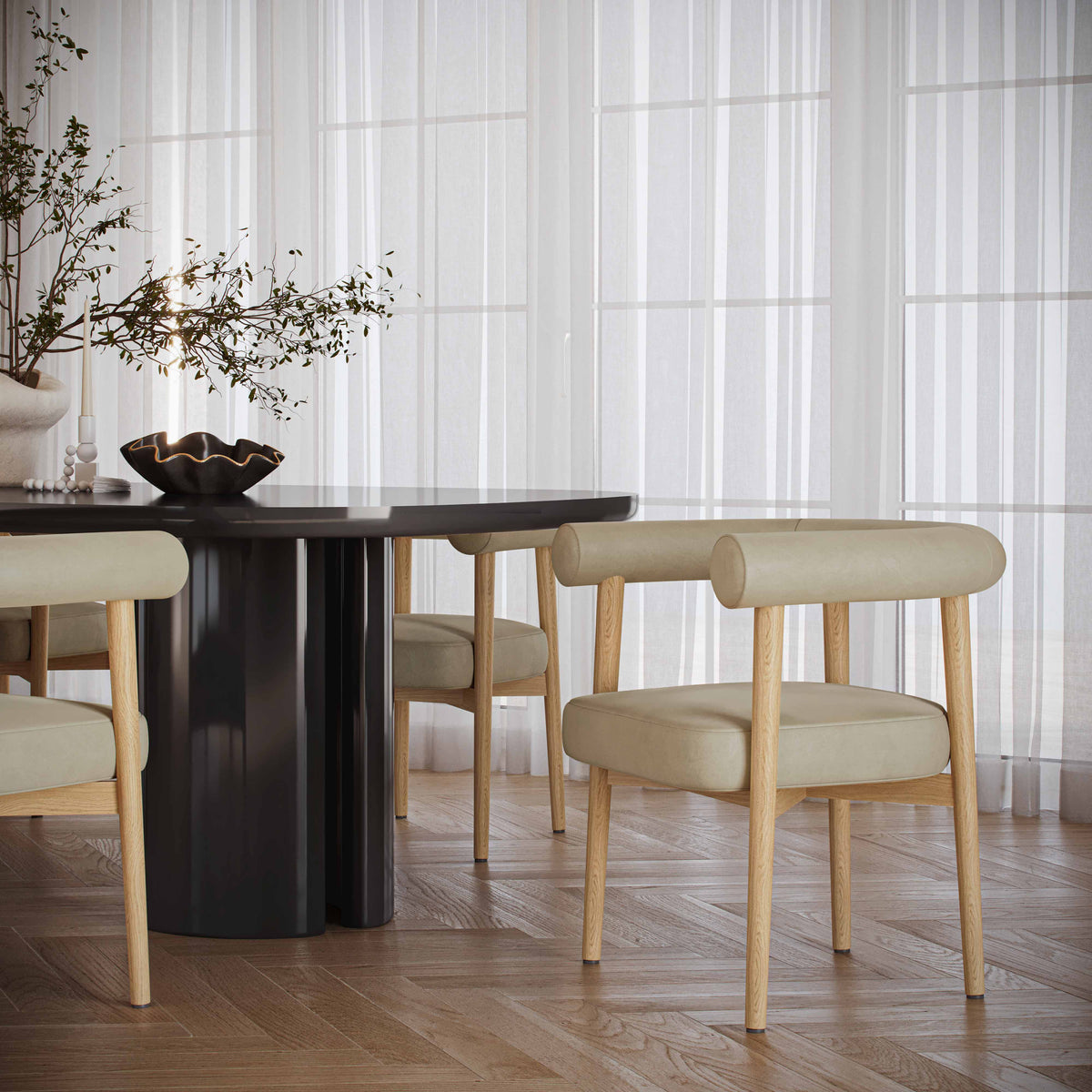 Spara Taupe Performance Vegan Leather Dining Chair by TOV Furniture – photo 2 of 7