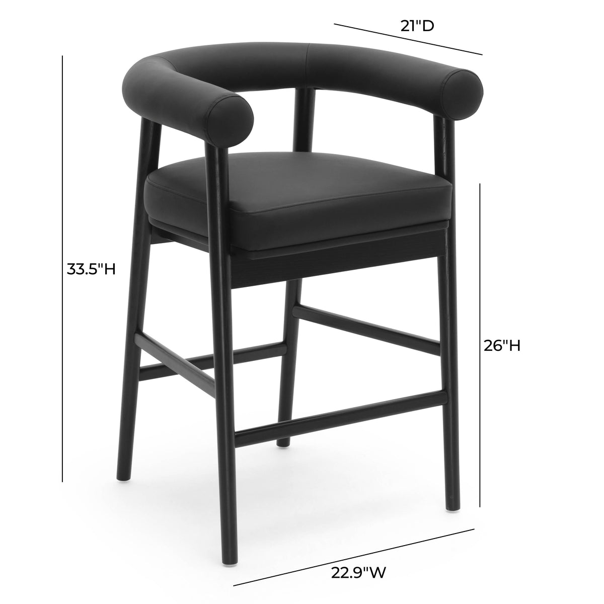 Spara Black Performance Vegan Leather Counter Stool by TOV Furniture – photo 6 of 7