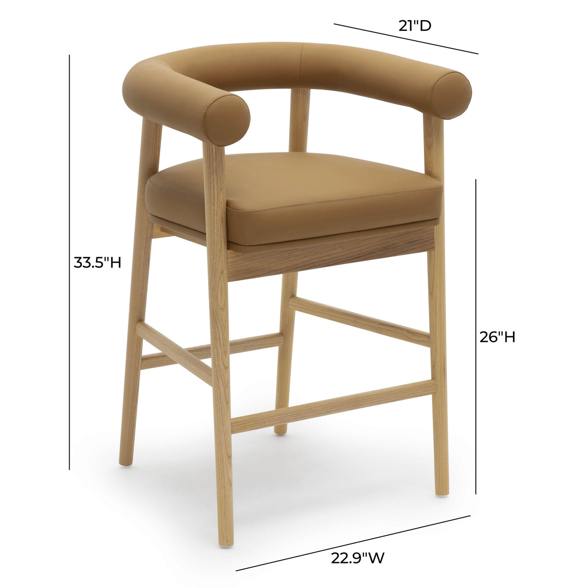 Spara Cognac Performance Vegan Leather Counter Stool by TOV Furniture – photo 6 of 7