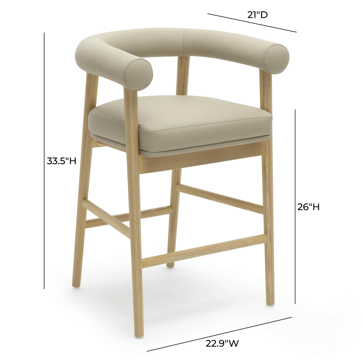 Spara Taupe Performance Vegan Leather Counter Stool by TOV Furniture – photo 6 of 7