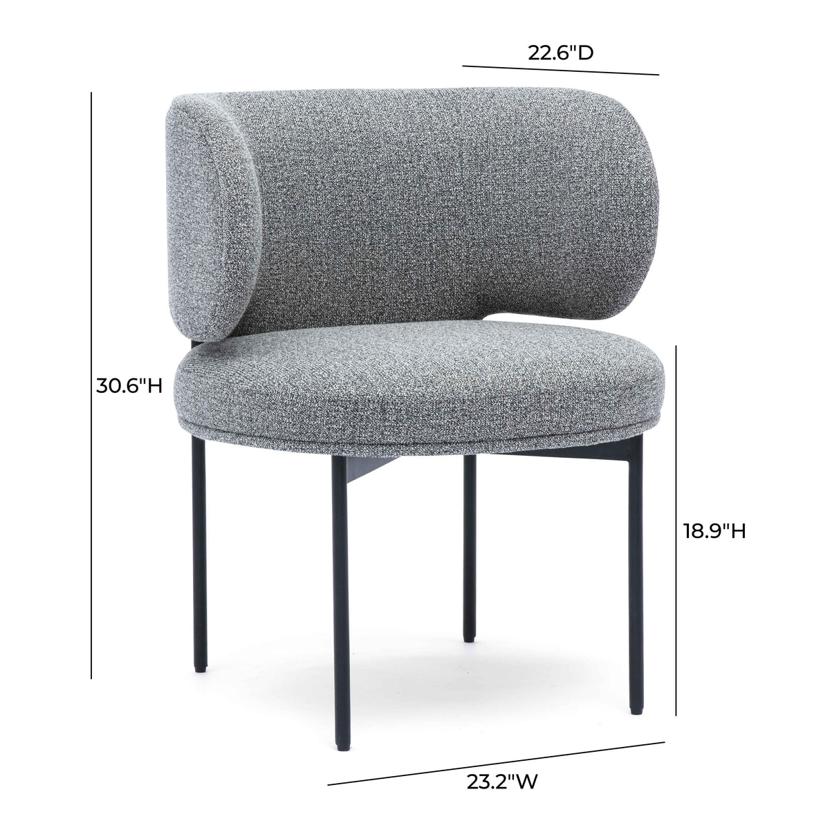 Maureen Speckled Grey Performance Boucle Dining Chair by TOV Furniture – photo 6 of 7