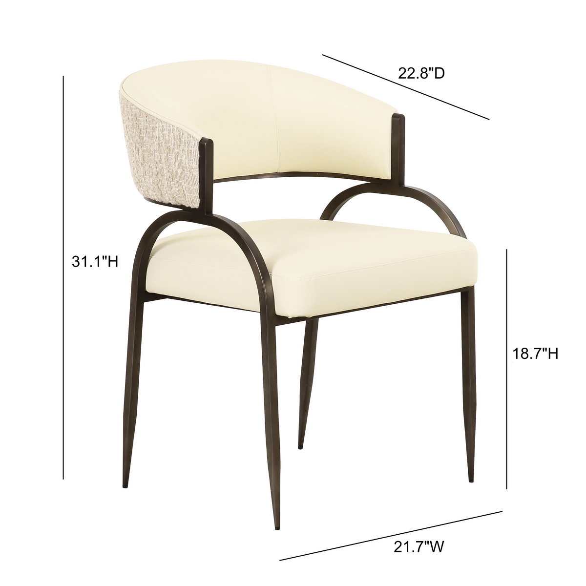 Tatum Cream 2-Tone Performance Vegan Leather Dining Chair by TOV Furniture – photo 6 of 8