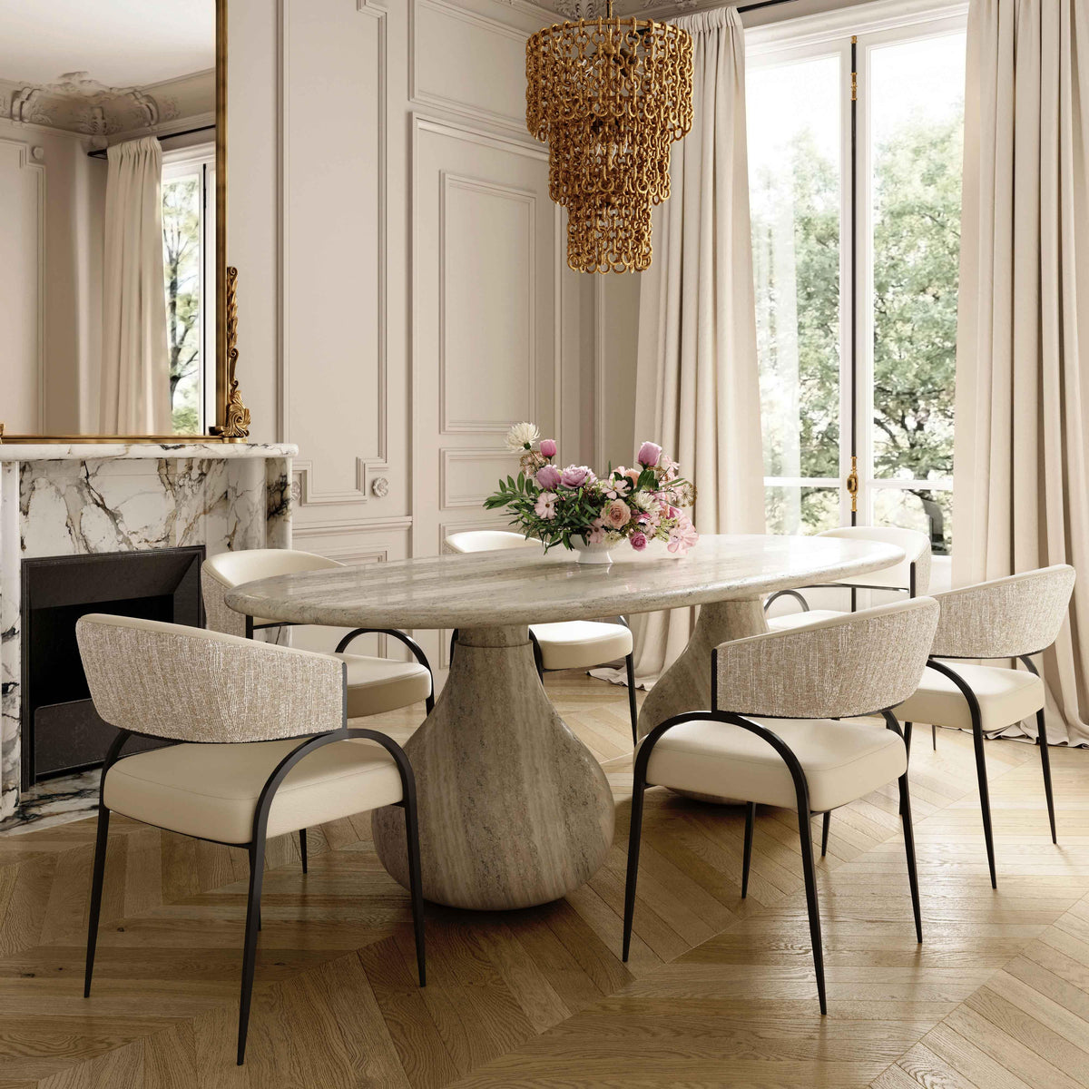 Tatum Cream 2-Tone Performance Vegan Leather Dining Chair by TOV Furniture – photo 2 of 8