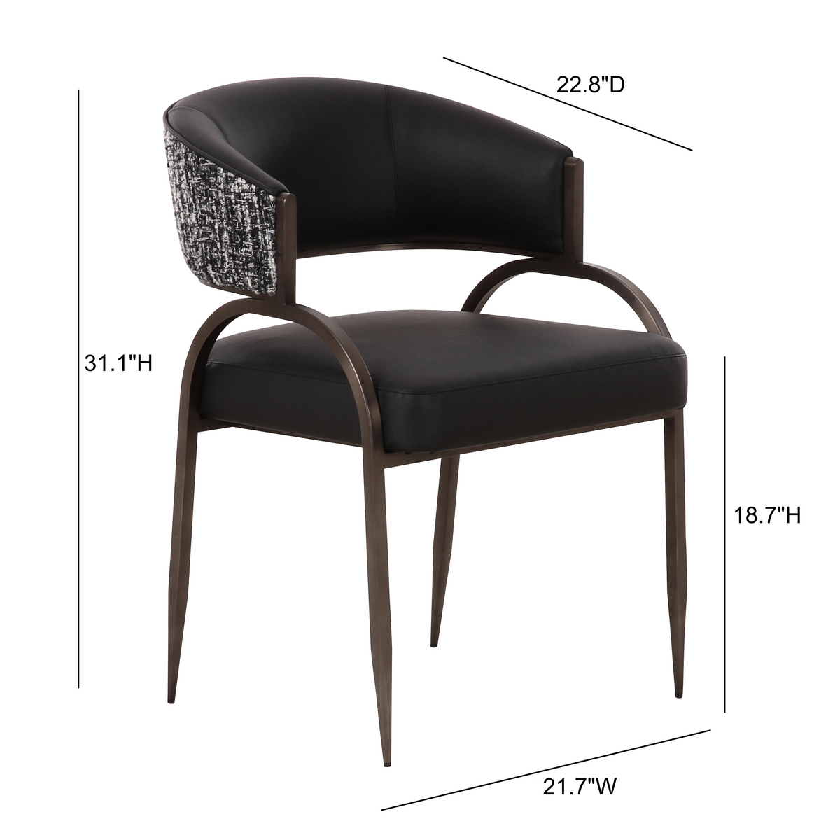 Tatum Black 2-Tone Performance Vegan Leather Dining Chair by TOV Furniture – photo 6 of 7